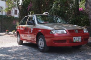 Mexico City Taxi Gold and Burgundy