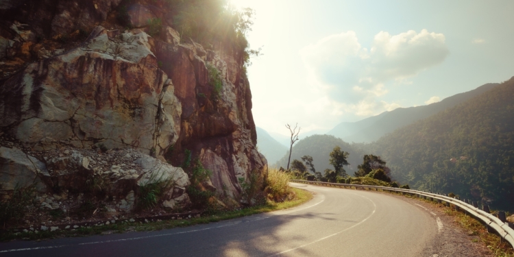 Blind bend on a mountain road