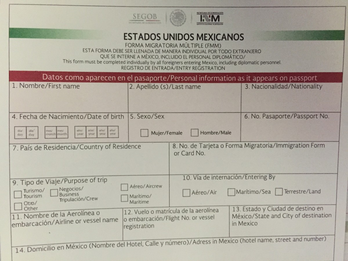 cancun travel immigration form