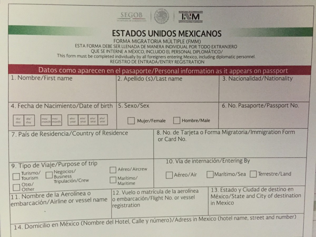 Printable Mexico Immigration Form Printable World Holiday